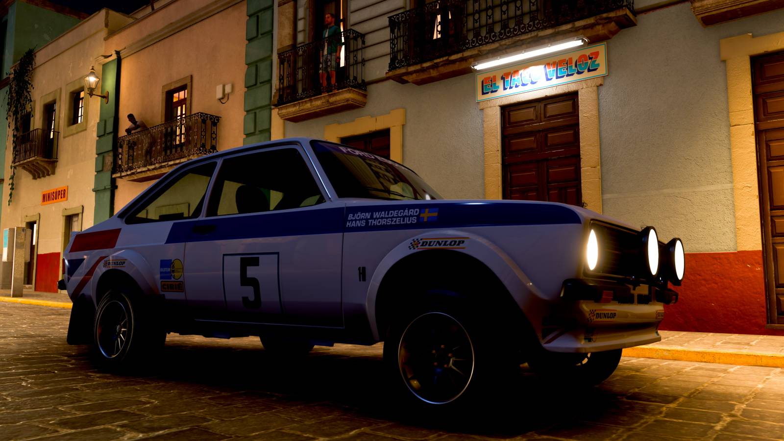 Forza Horizon 5 car at night with headlights on