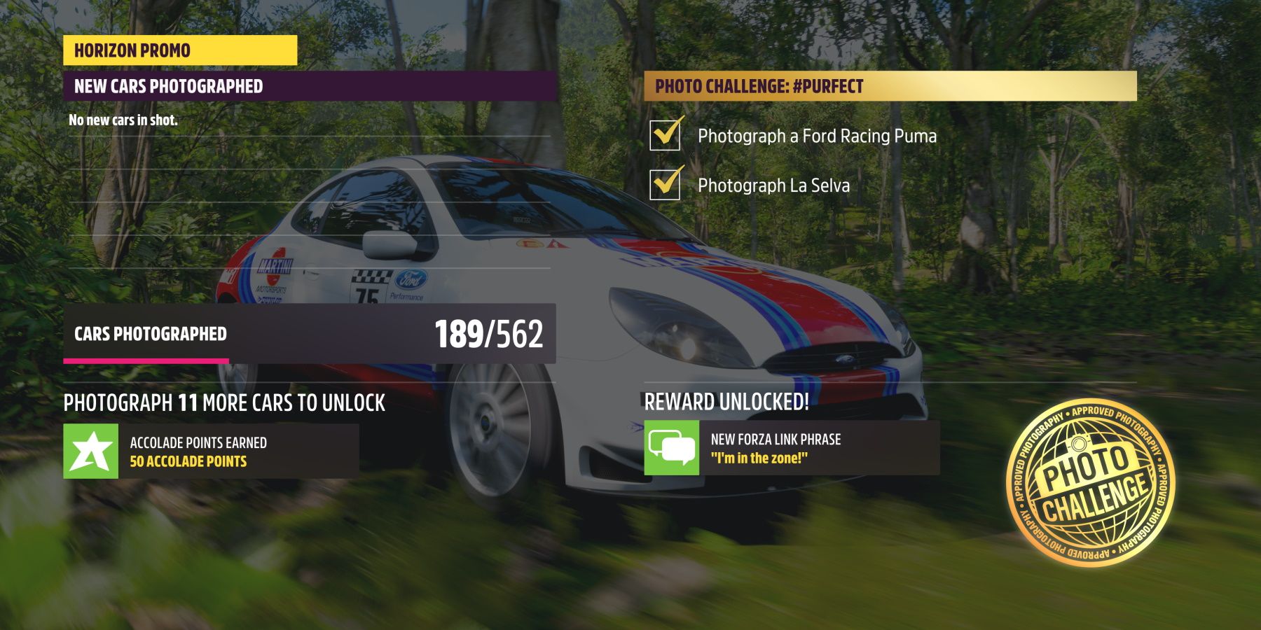 Forza Horizon 5 Purfect Photo Challenge unlocking Forza Link by taking picture in La Selva