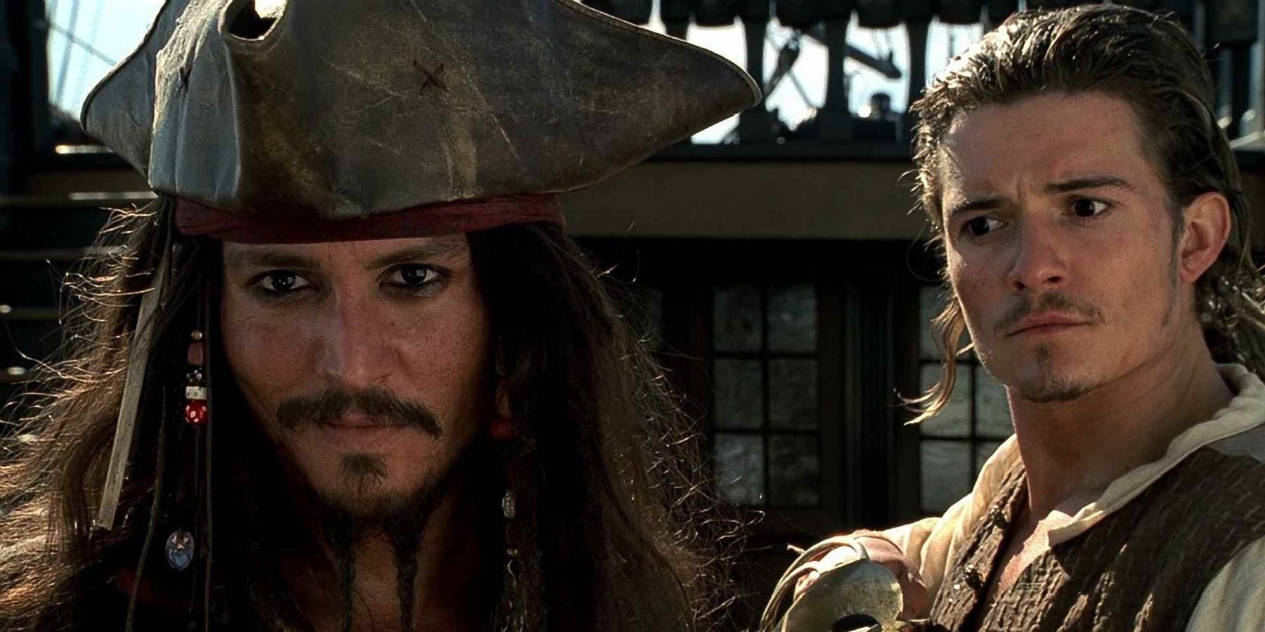 Jack and Will in Pirates of the Caribbean: The Curse of the Black Pearl