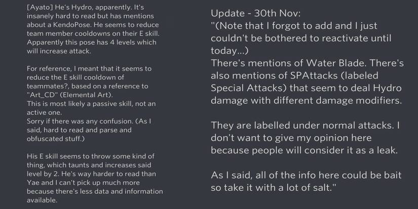 Genshin Impact Reddit leaks about Ayato