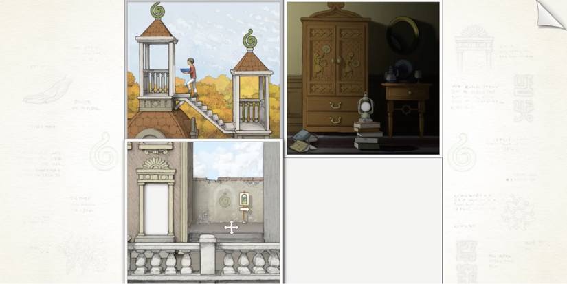 Gorogoa - Move Images at the End of their Sequences - The Boy walks up the stairs