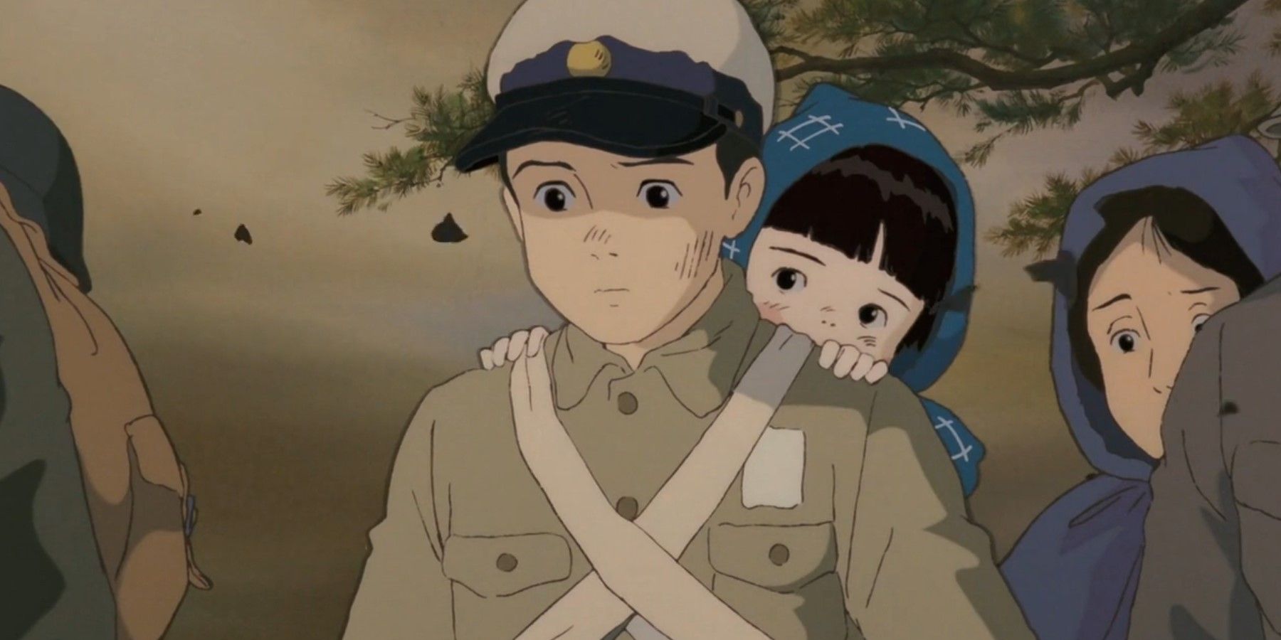 Grave of the Fireflies Seita carrying Setsuko on his back