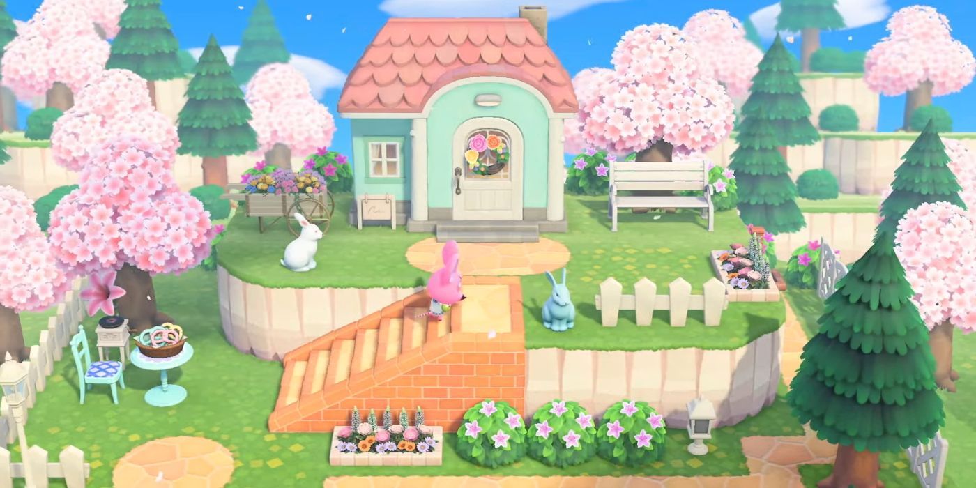 A house in the spring in Animal Crossing Happy Home Paradise