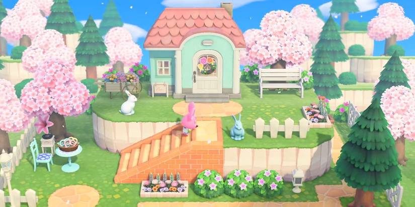 A house in the spring in Animal Crossing Happy Home Paradise