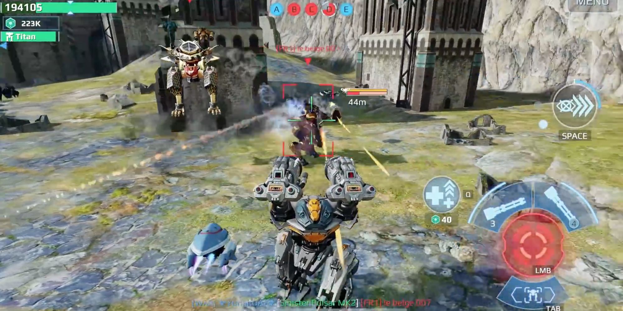 Heavy Weapons in War Robots - Devastator - Player destroys opponent at close-range