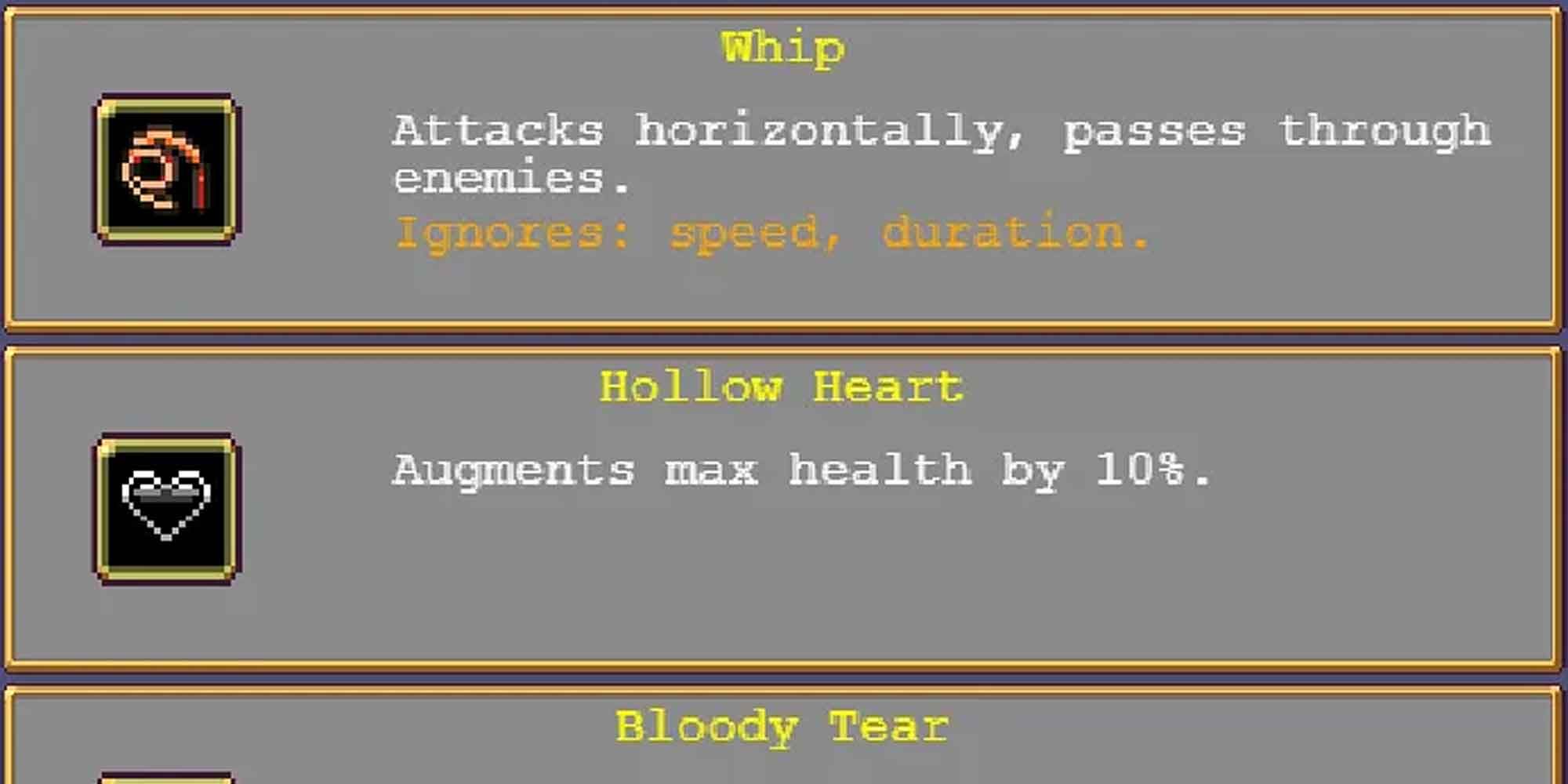 The Hollow Heart accessory in Vampire Survivors