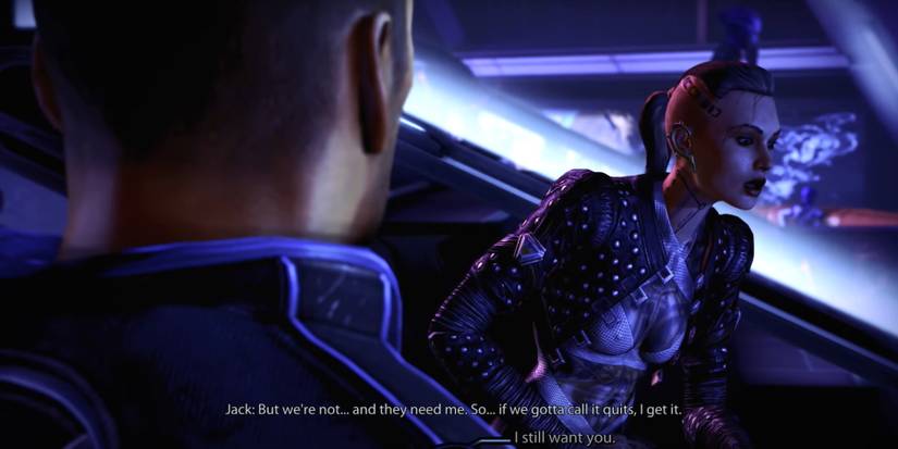Shepard talking with Jack at Purgatory bar in Mass Effect 3