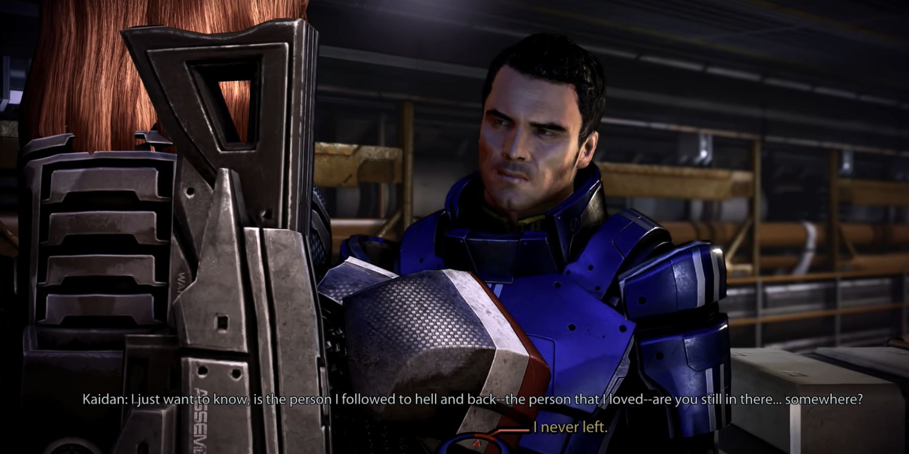 Female Shepard talking with Kaidan on Mars in Mass Effect 3