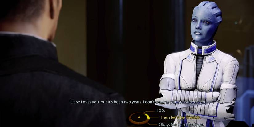 Shepard talking to Liara after Lair of the Shadow Broker DLC