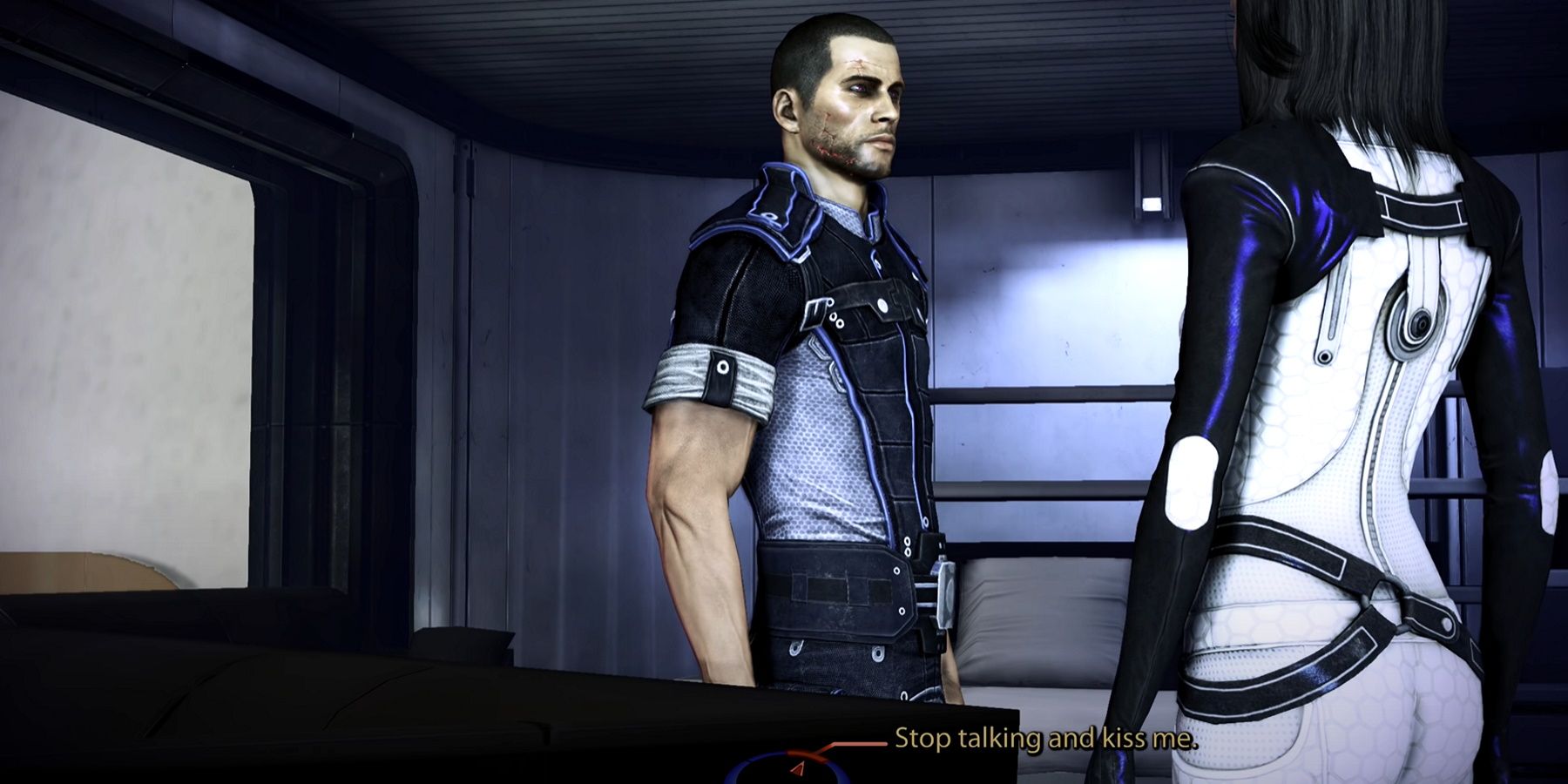 Renegade Male Shepard and Miranda on the Citadel in Mass Effect 3