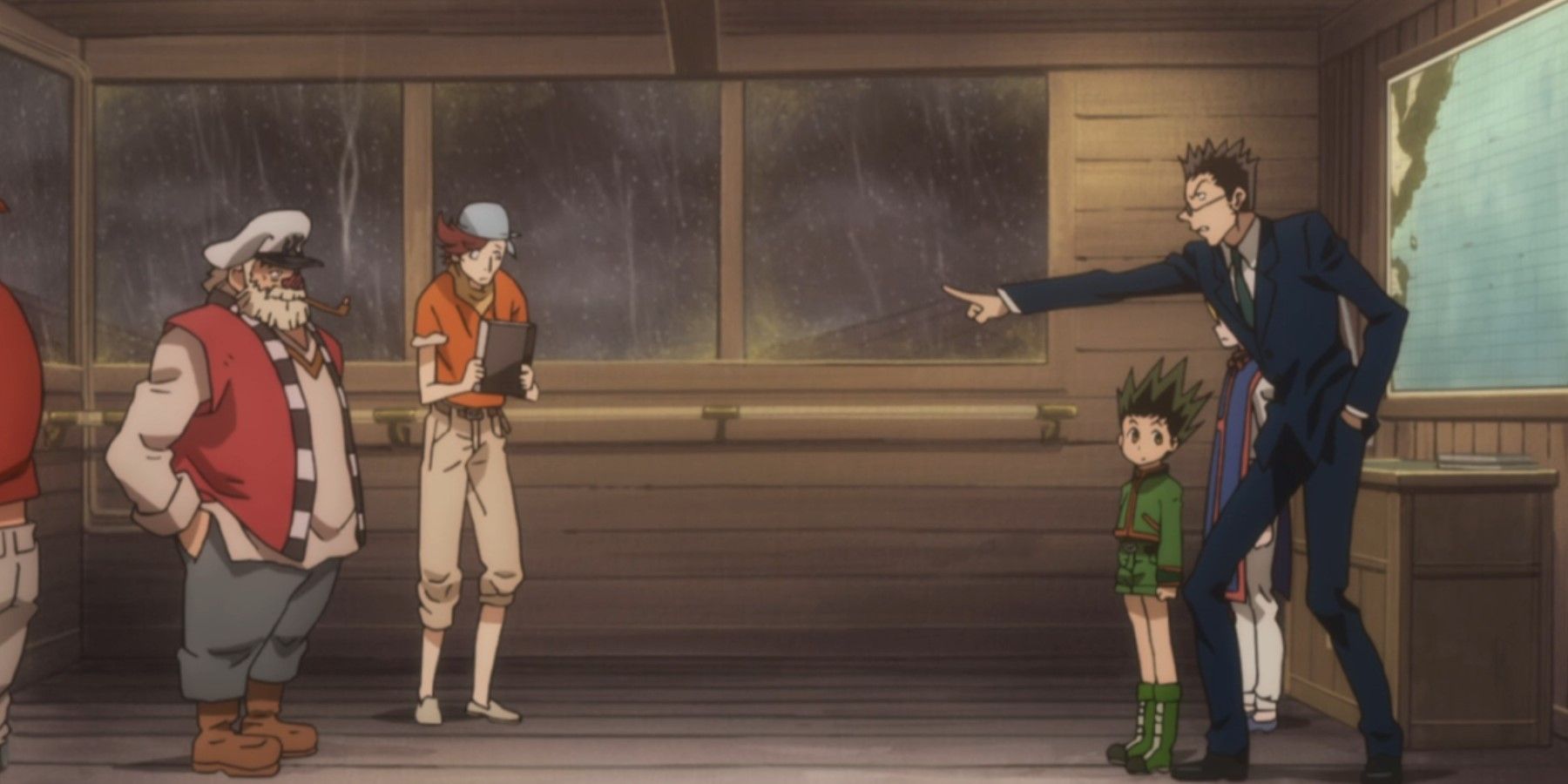 HxH The captain speaking with Gon, Kurapika, and Leorio