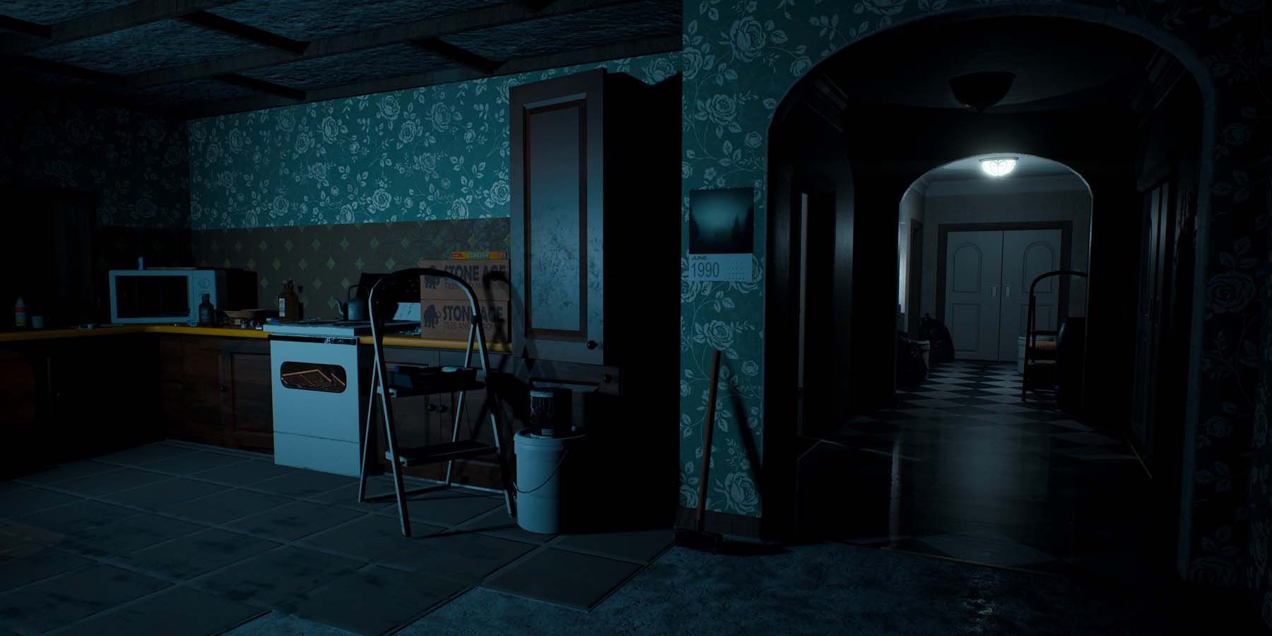 Infliction Horror Game Kitchen Hallway Shot