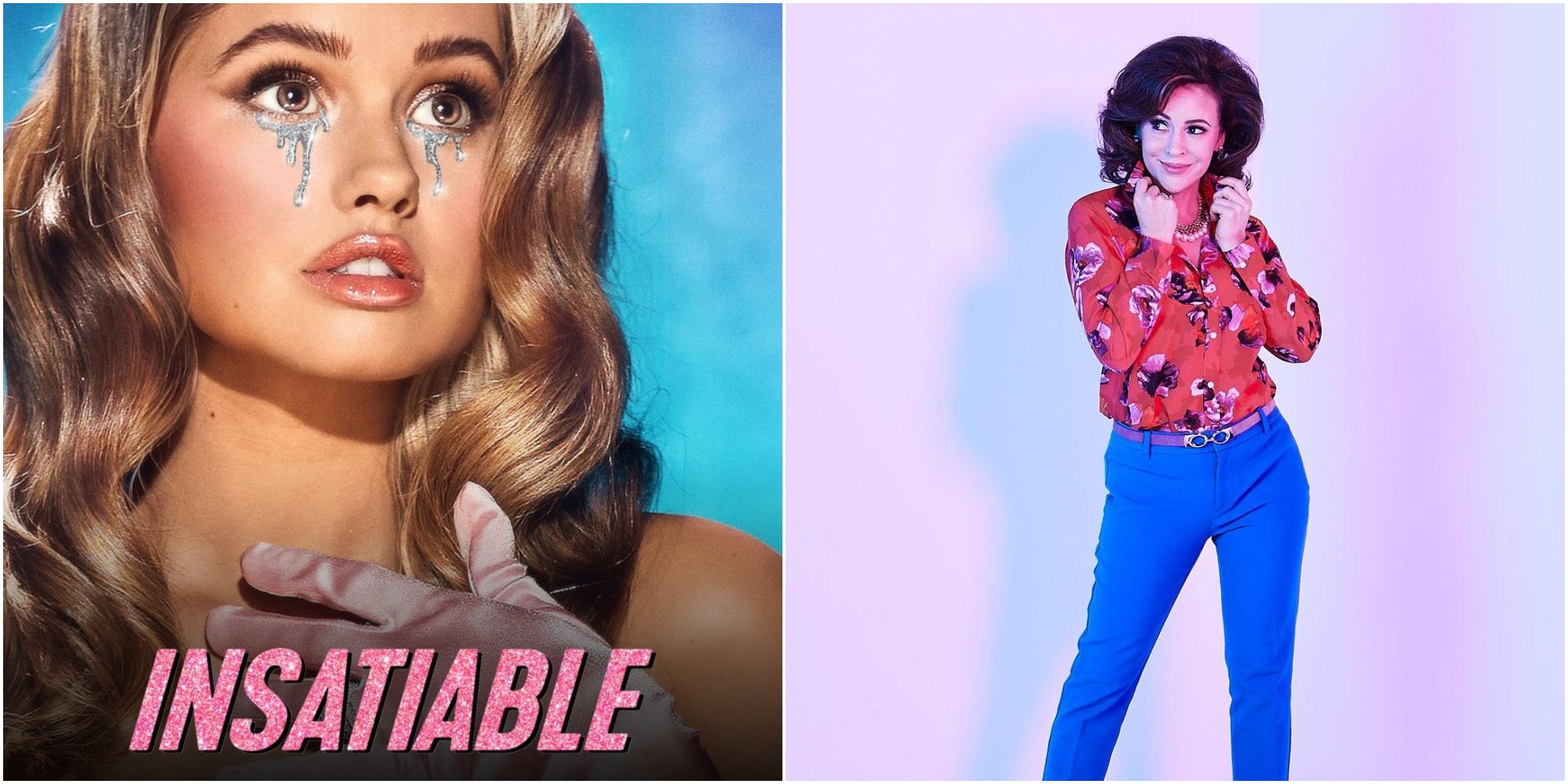 Insatiable: Collage Of TV Show Promos Debby Ryan And Alyssa Milano