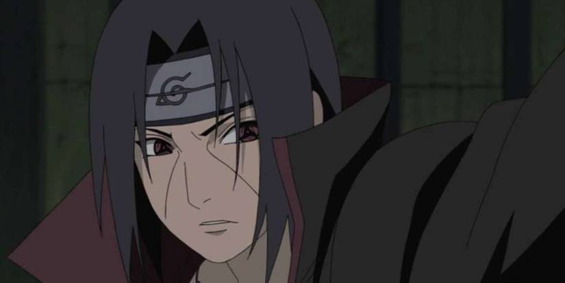 Itachi Uchiha faces off against Sasuke in the Uchiha Clan hideout in Naruto: Shippuden.