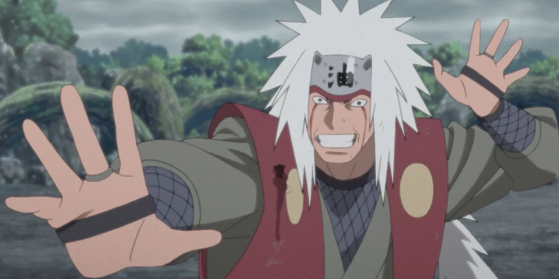 Jiraiya Performing One Of His Stylish Entrances In Boruto