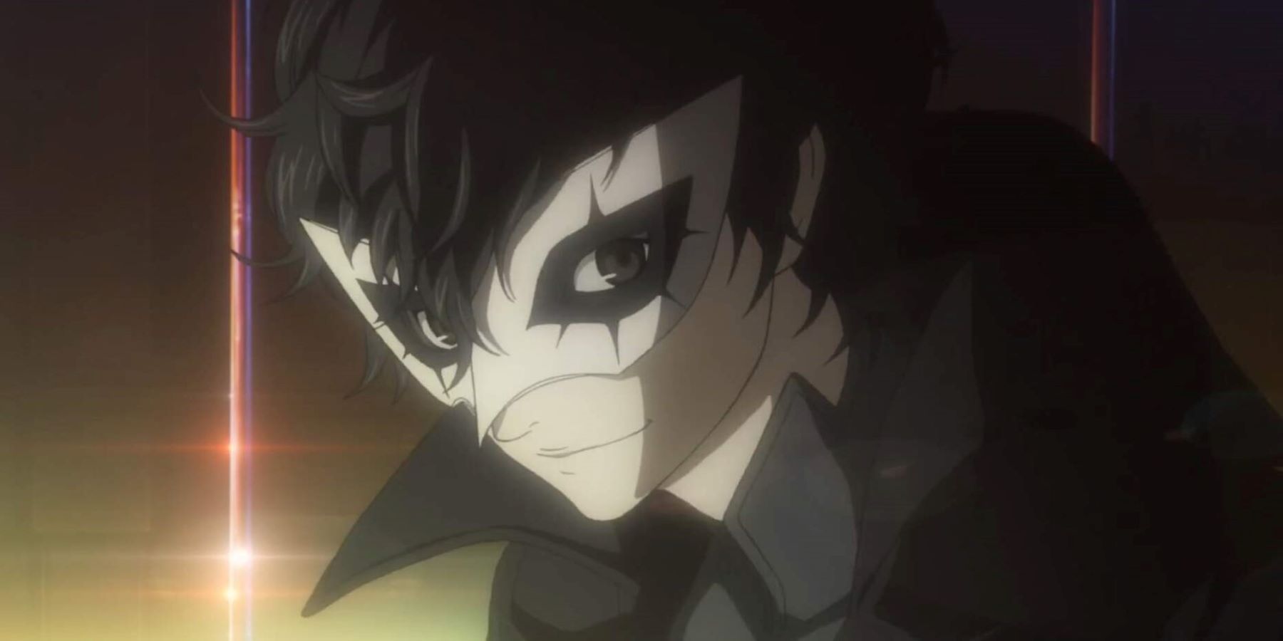 A close up of Joker escaping Sae's Palace in the Persona 5 opening cutscene
