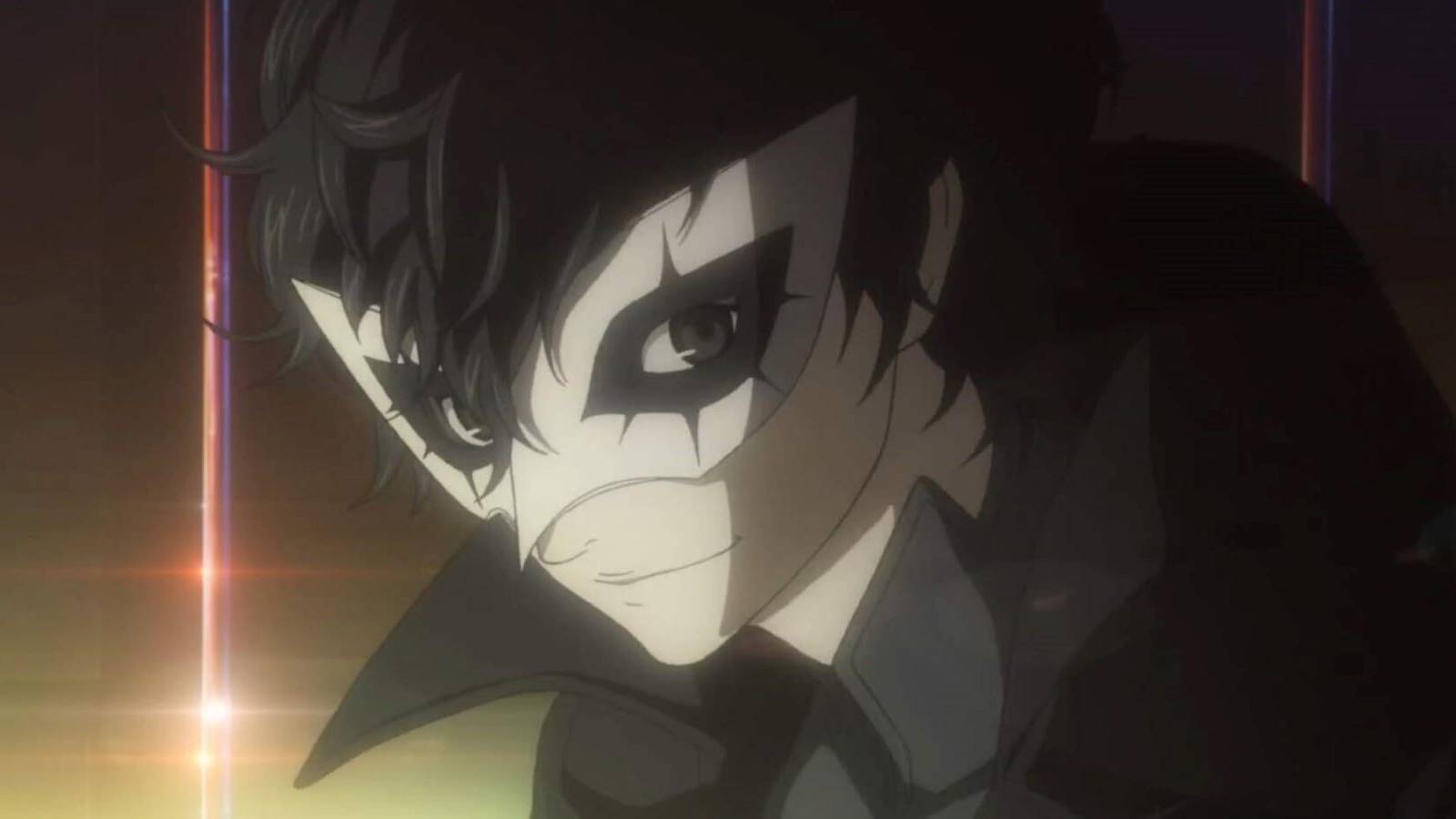 A close up of Joker escaping Sae's Palace in the Persona 5 opening cutscene