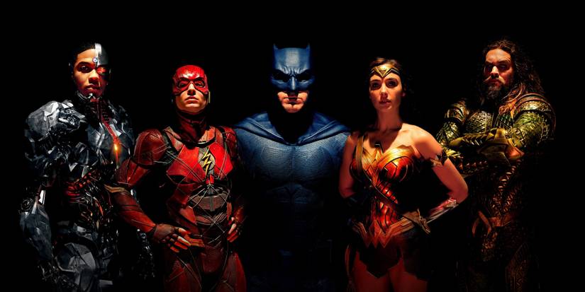 Cyborg, Flash, Batman, Wonder Woman, and Aquaman make up the DCEU Justice League