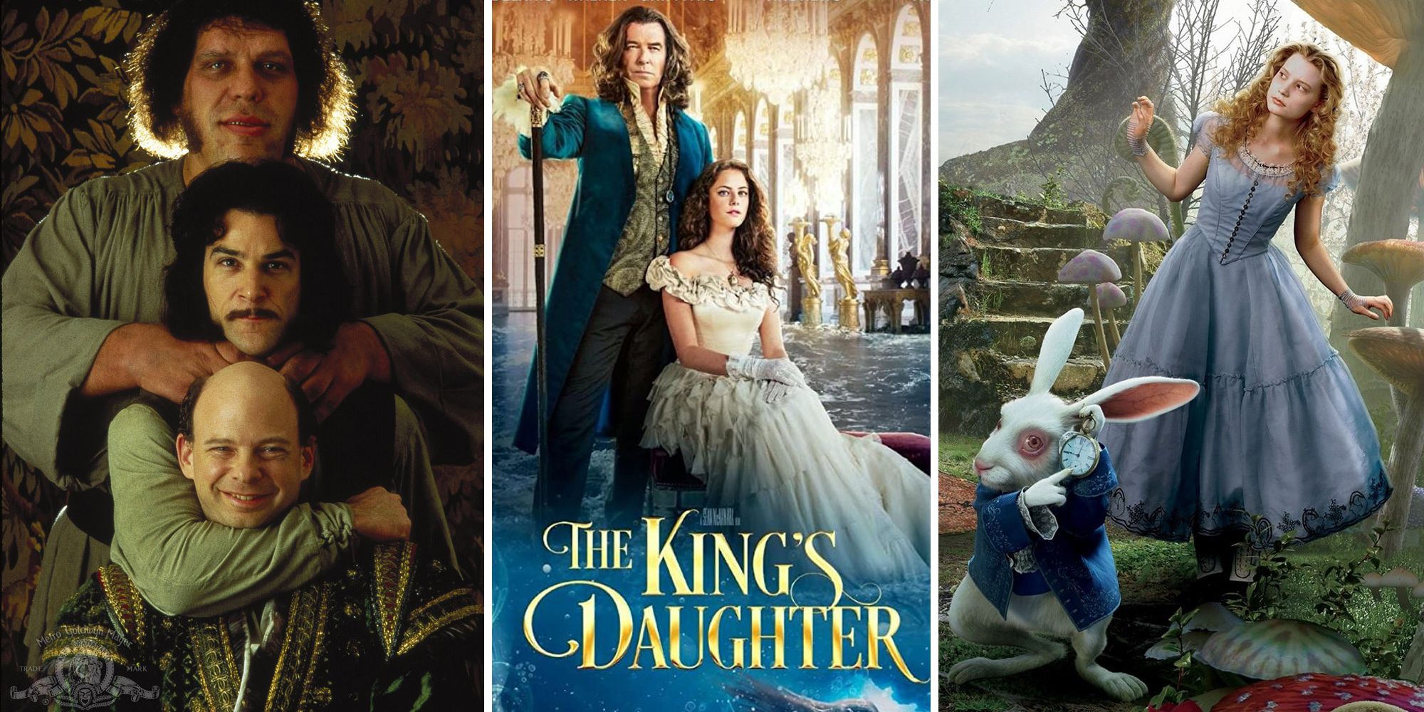 Split image from The Princess Bride, The King's Daughter, and Alice in Wonderland
