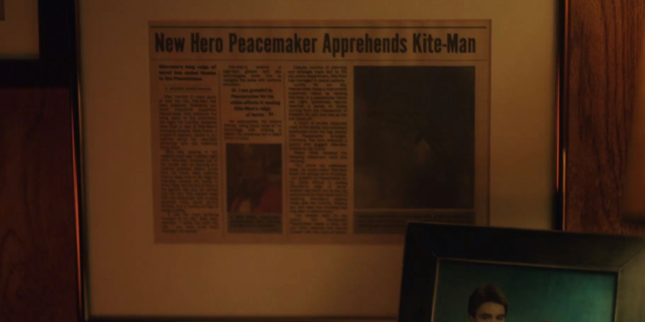 Kite Man is referenced on a news clipping in Peacemaker Episode 5