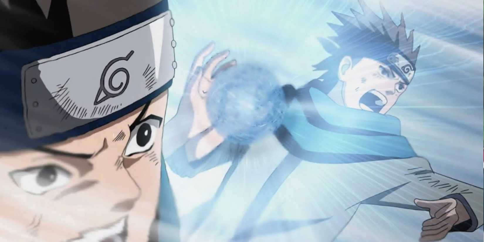 Konohamaru attacking Pain with Rasengan