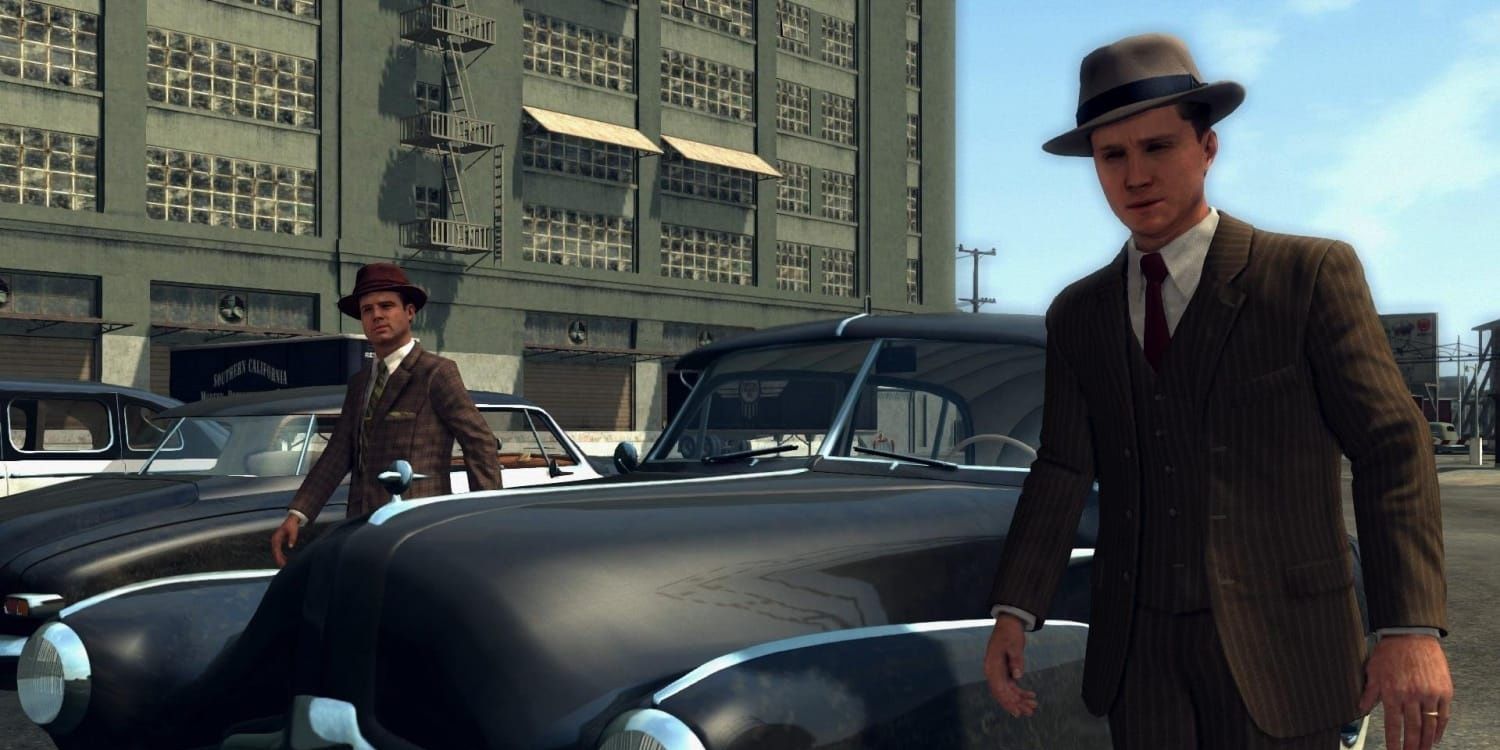Cole Phelps walking out of his car in LA Noire