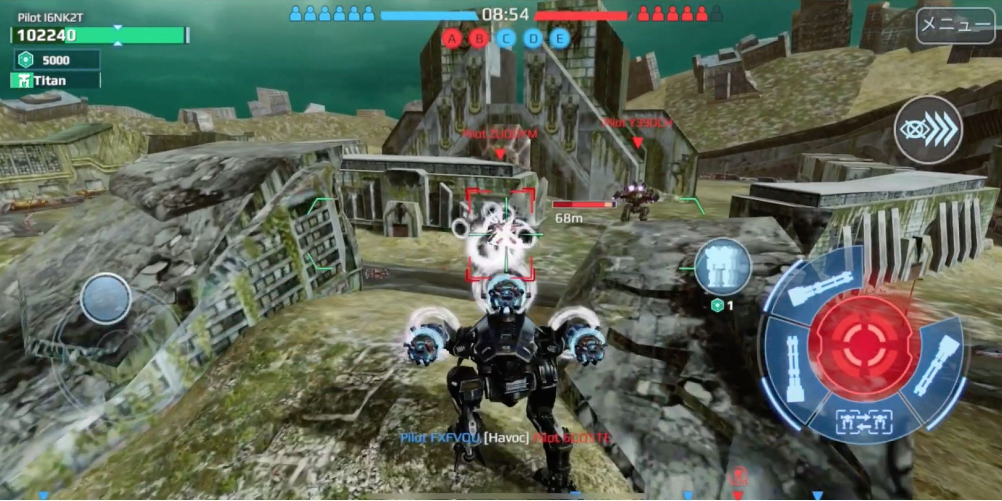 Light Weapons in War Robots - Scatter - Player fights enemy at close-range