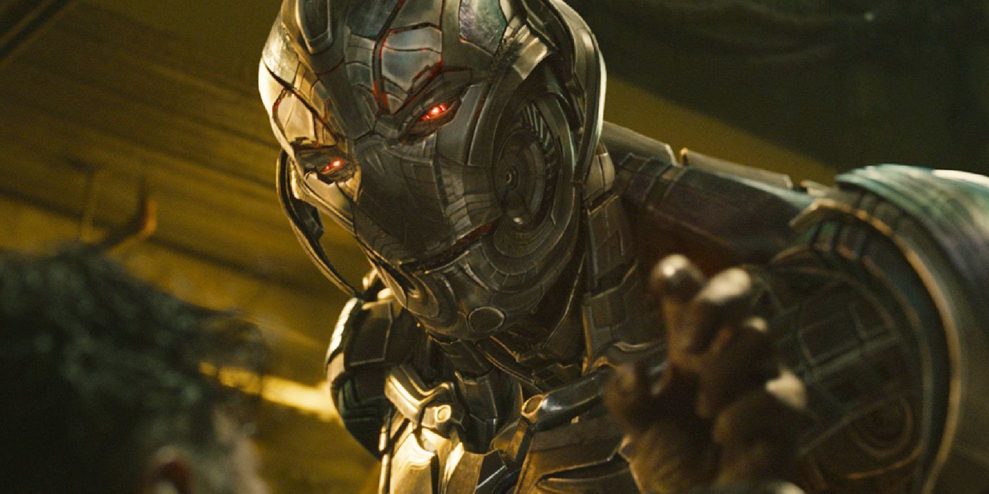 Ultron in his upgraded body intimidating someone off-screen