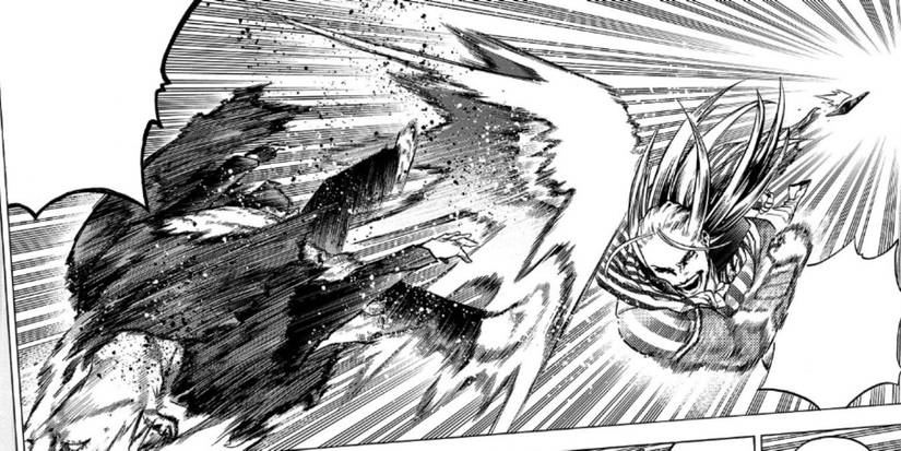 MHA Star and Stripe punching Tomura Shigaraki in the face