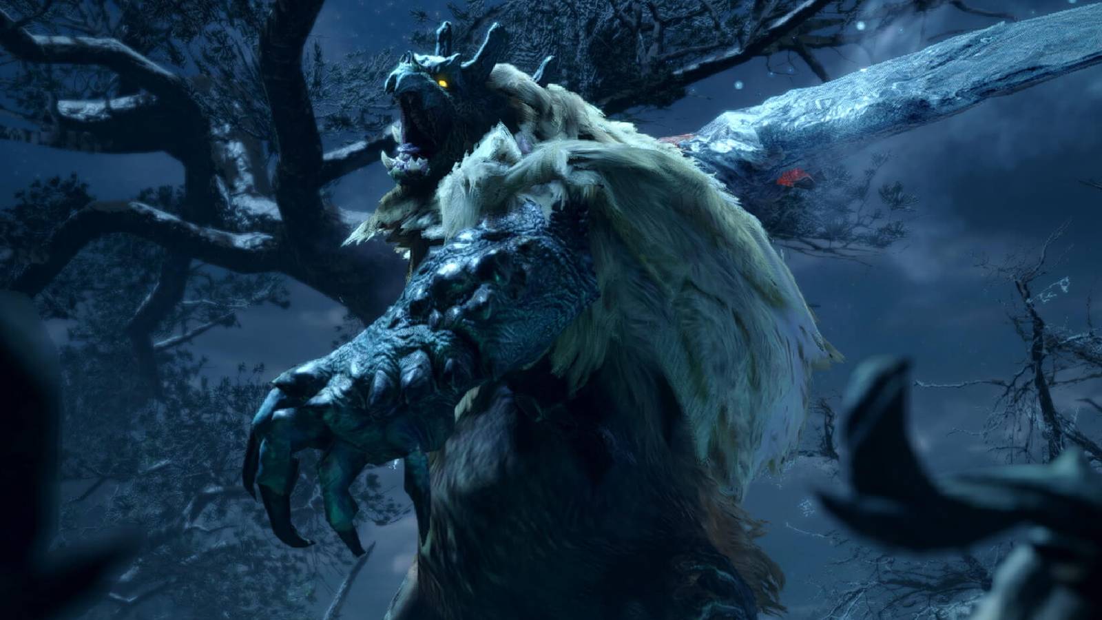 Goss Harag about to swing at the camera at night