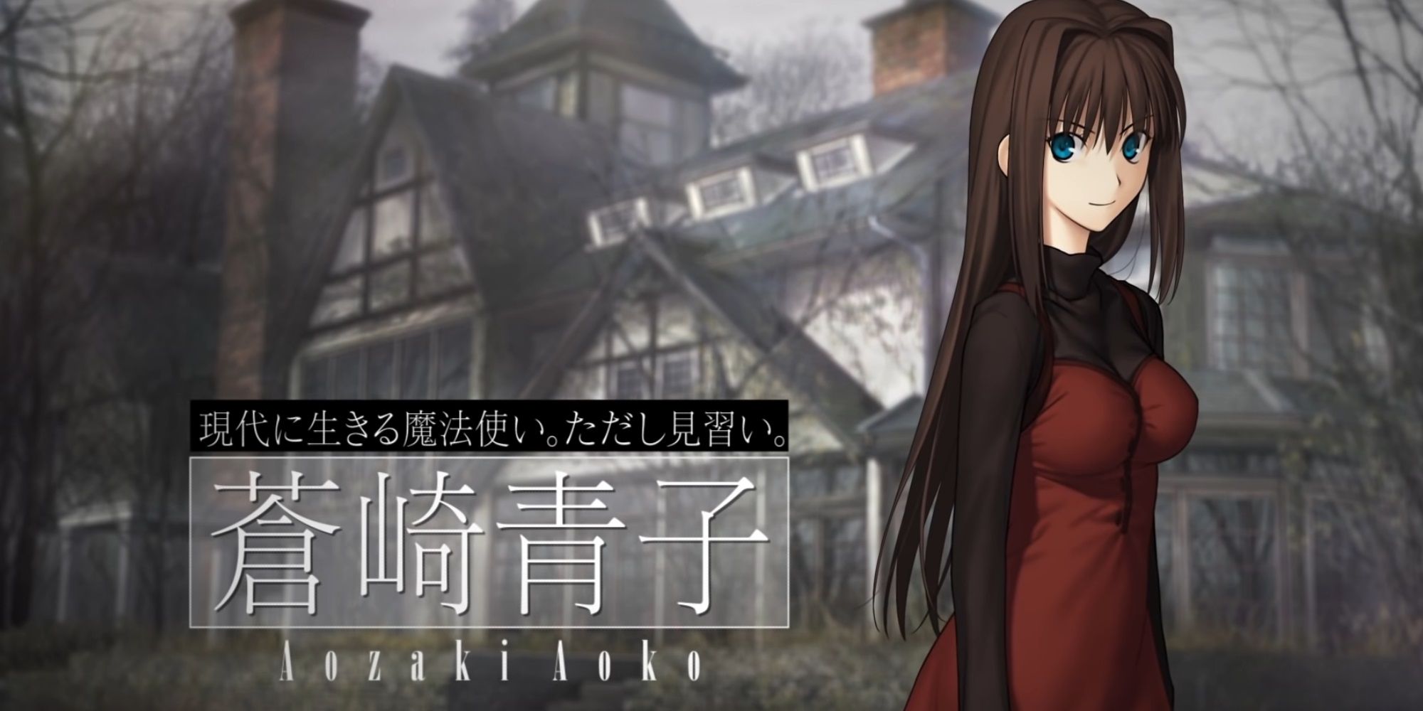 Mahoyo - An image of the main character, Aozaki Aoko, with her name written to the left.