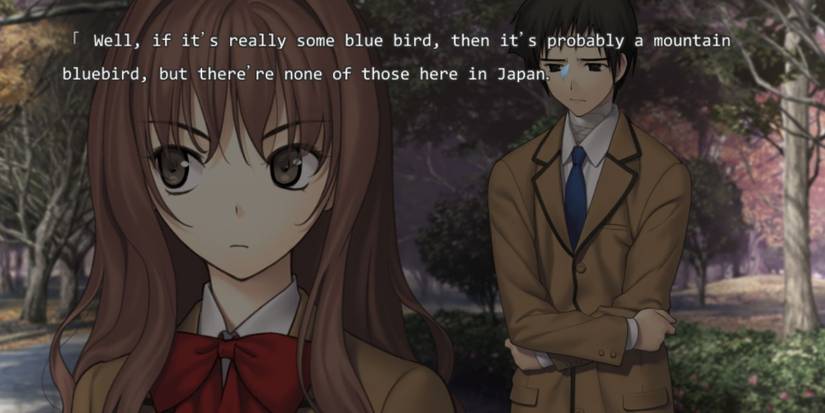 Mahoyo - A screenshot of dialogue between two characters.