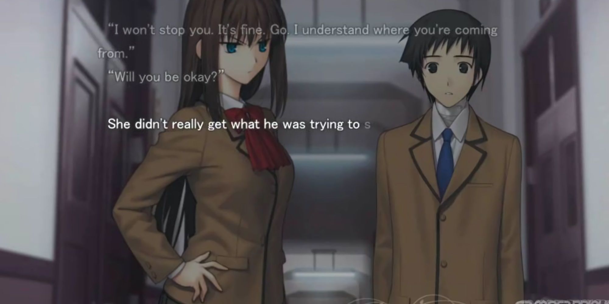 Mahoyo - A screenshot of a fan-made English patch of the visual novel.