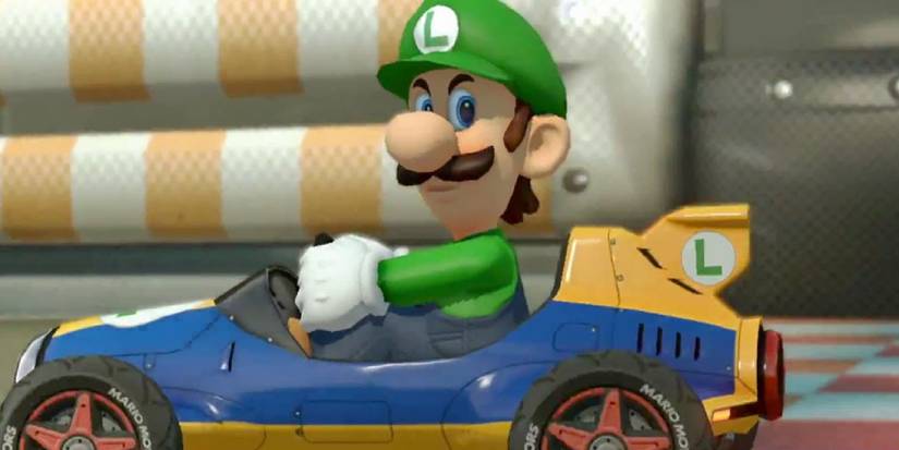 Luigi giving his infamous Death Stare in Mario Kart 8