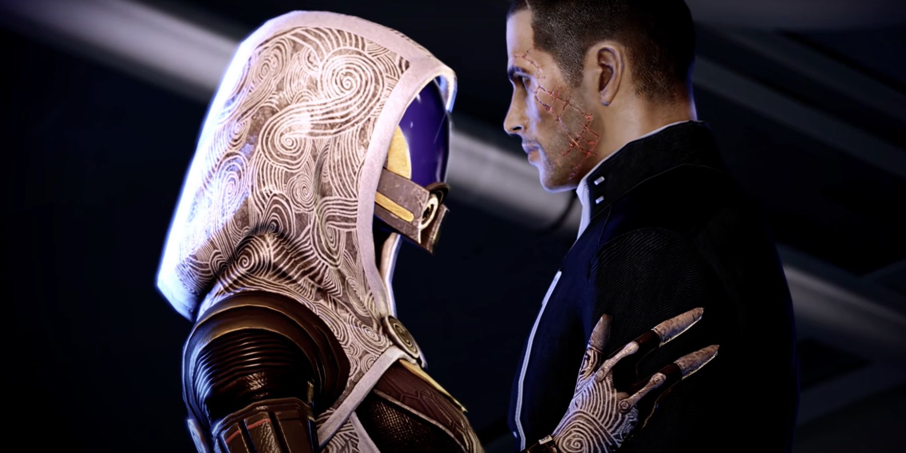 Mass Effect 2 Tali and Renegade Male Shepard