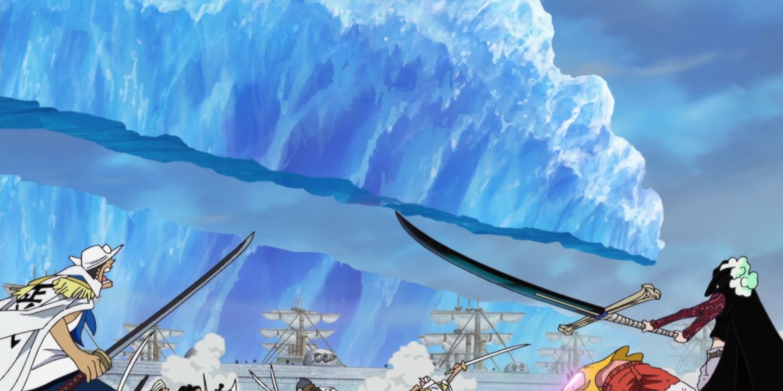 One Piece Mihawk использует Yoru для резки льда