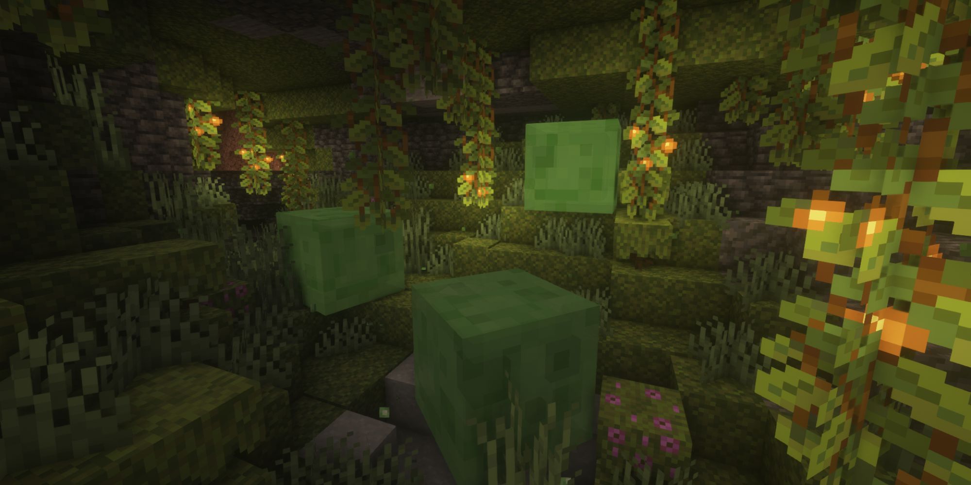 Minecraft Slimes In Lush Cave