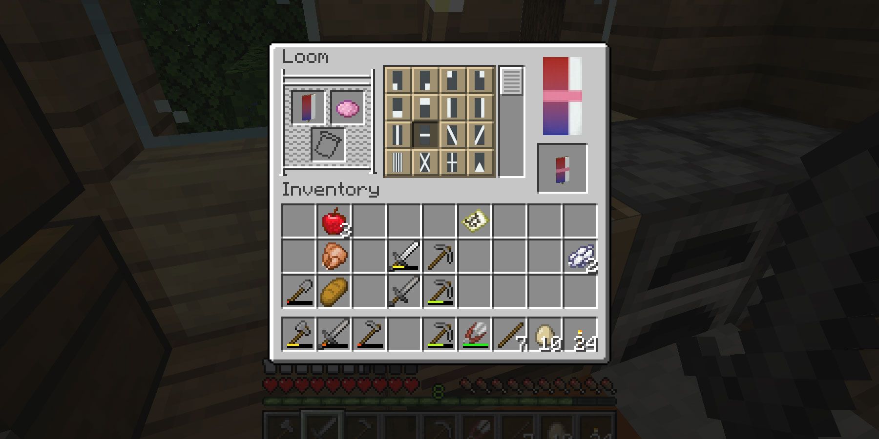 Minecraft-making-banner-patterns-using-loom-menu