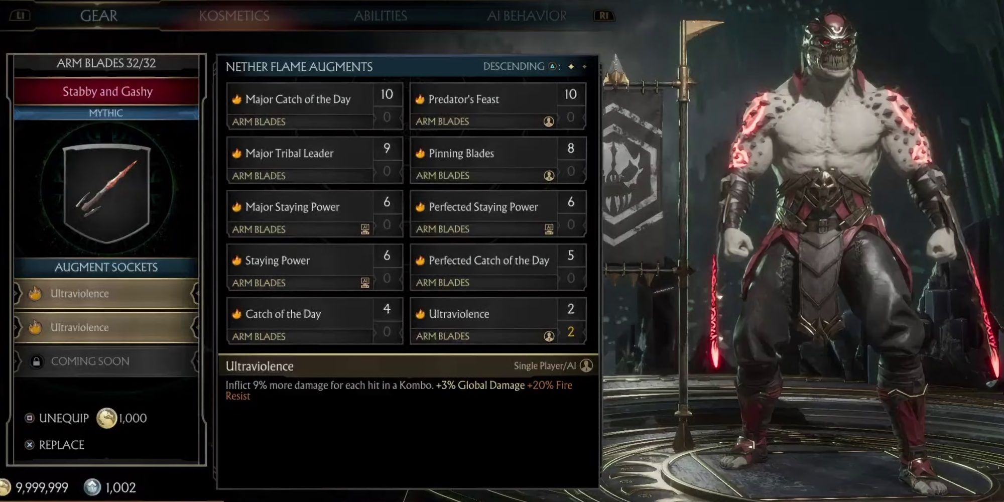 Mortal Kombat 11 - An image of an Augment build on Baraka.