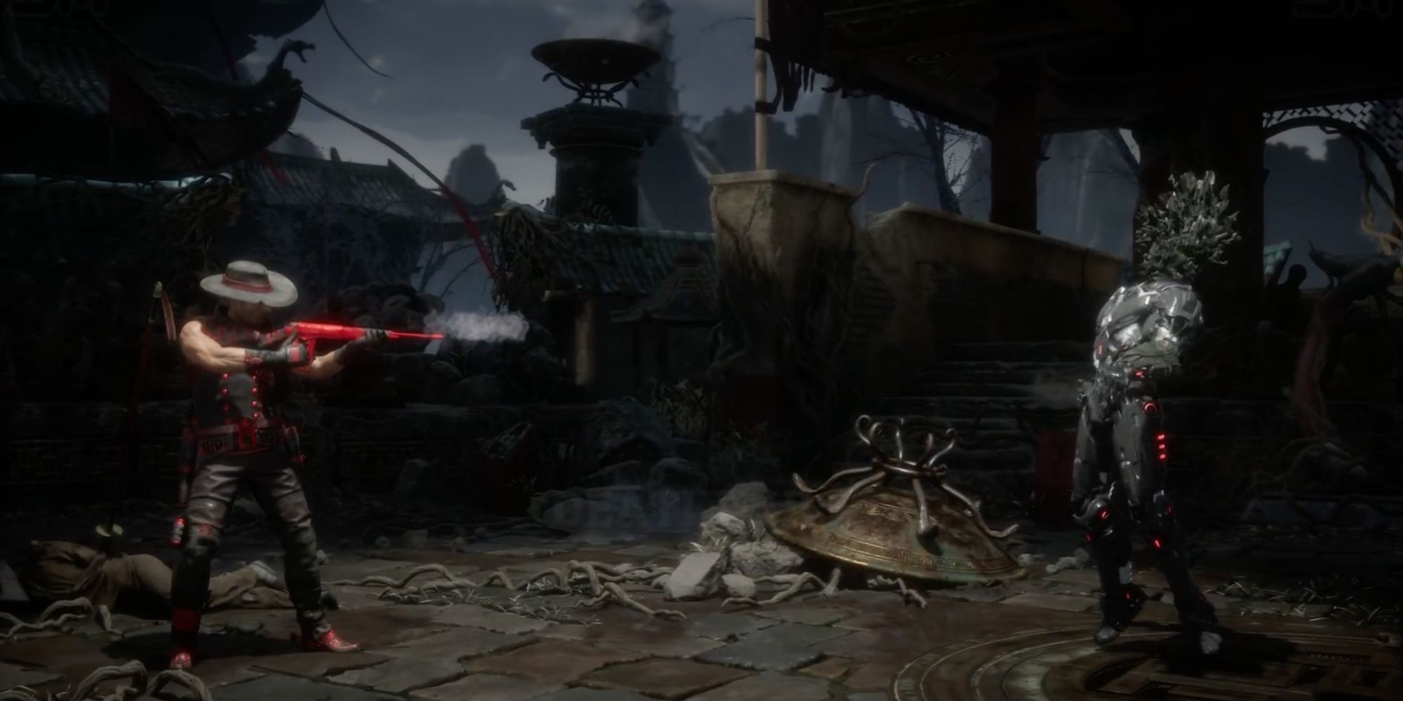 Mortal Kombat 11 - Erron Black - Player guns down opponent from a distance