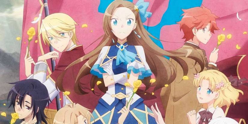 Catarina in power stance next to her subjects