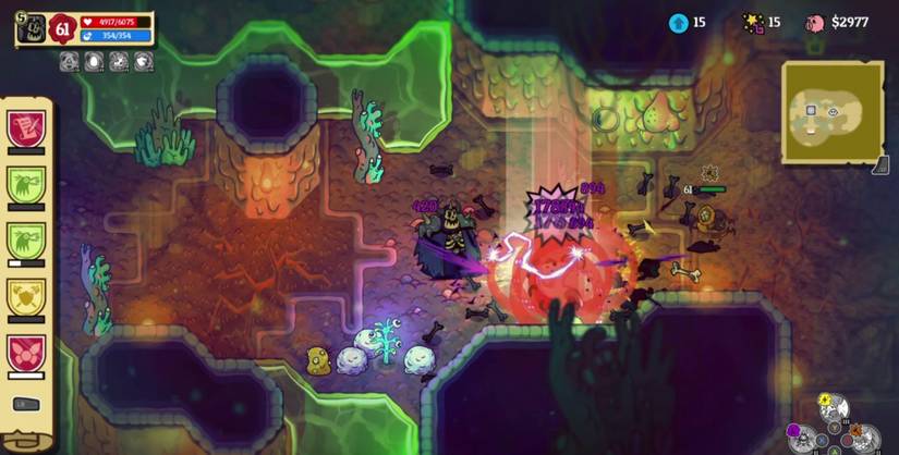 a skeleton in a black robe shoots black lightning at a group of enemy monsters 