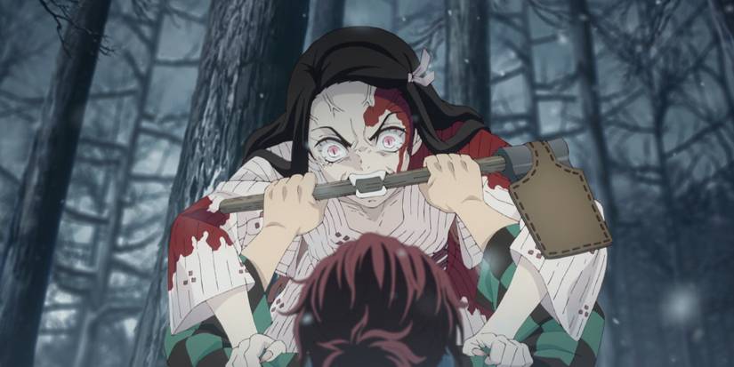 Nezuko_attacks_her_brother in demon slayer