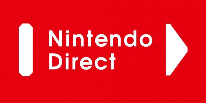 A Nintendo Direct logo on a red background