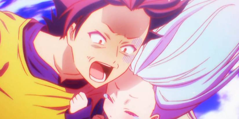 No Game No Life Sora and Shiro falling through the sky