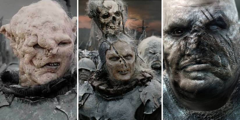 Split image of a lone Orc, Three orcs, including Gothmog, and another lone Orc The Lord of the Rings: Return of the King