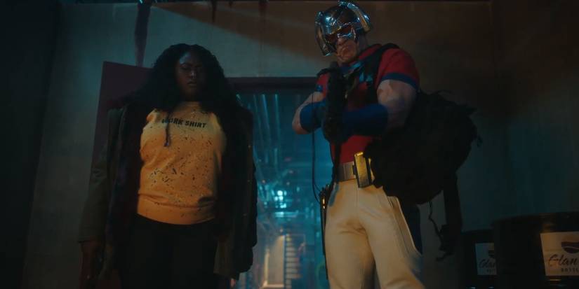 Peacemaker and Adebayo infiltrate a warehouse in Peacemaker