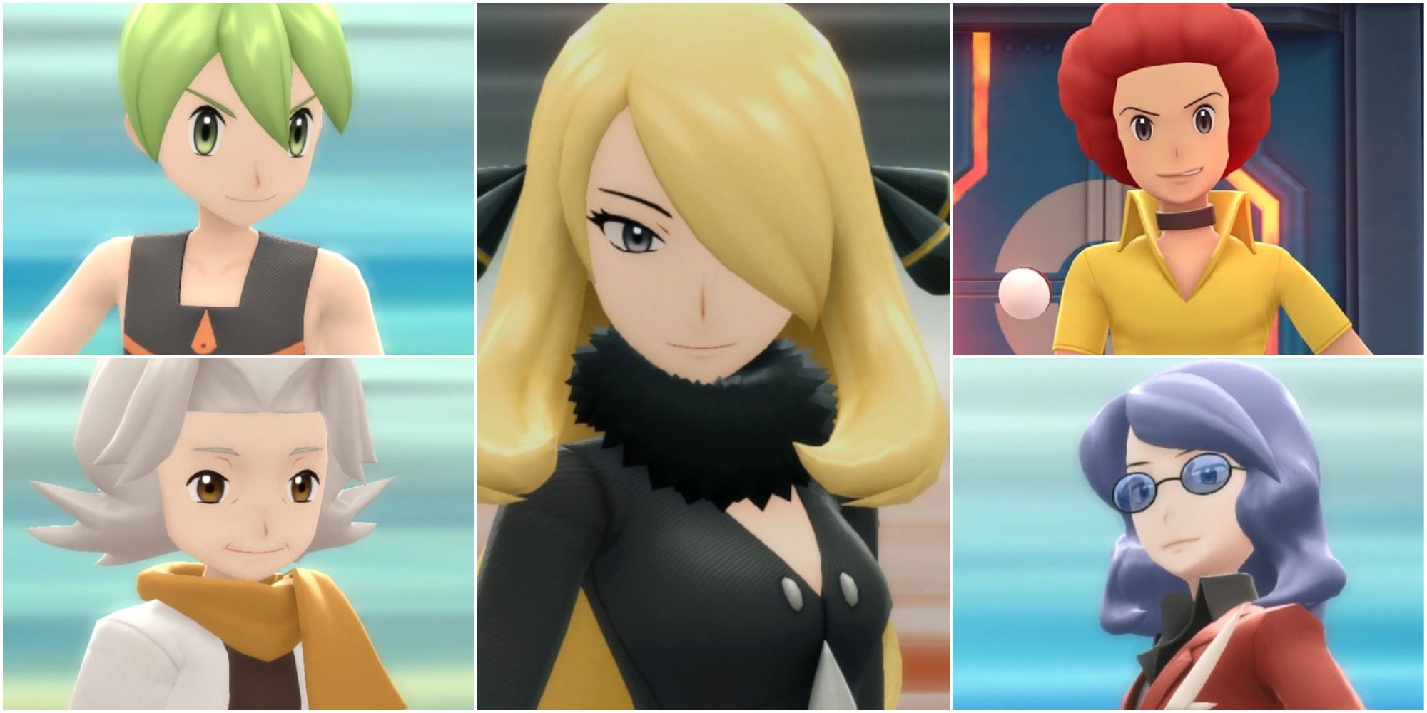 Pokemon BDSP Aaron Bertha Flint Lucian and Cynthia as they Appear in Game