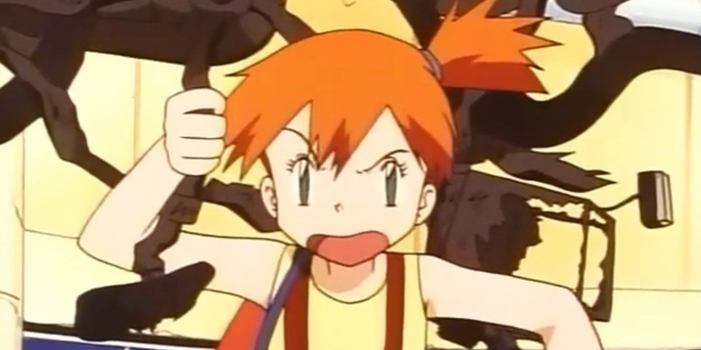 Pokemon Misty holding her charred bike