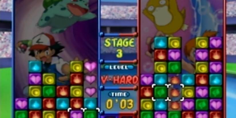 Pokemon Puzzle League Ash and Misty facing off